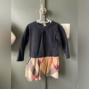 Burberry Girls Black Sweatshirt Nova Check Dress Size 3
